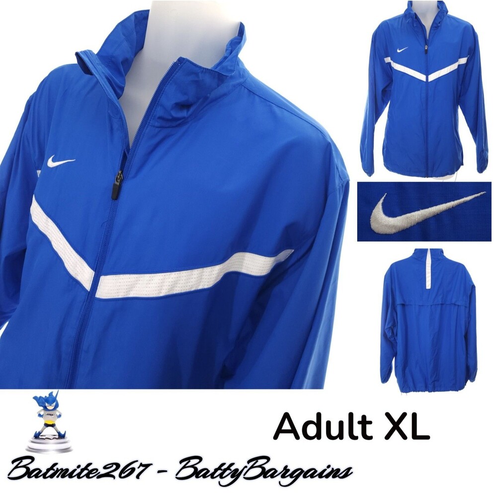 Vintage Nike Windbreaker Jacket Mens XL Blue White Swoosh Vented Sportswear